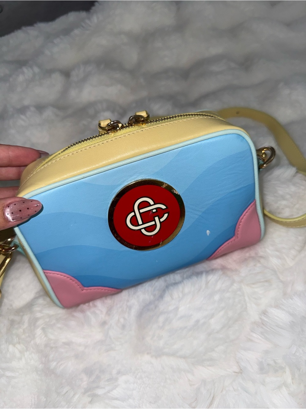 Colorblock Crossbody Bag in Yellow, Blue & Pink